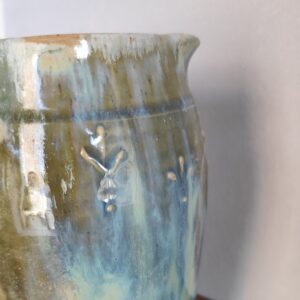 Brocca Artigianale in Ceramica Grès | Caraffa Fatta a Mano | Caraffa da Tavola con Smalto Verde e Blu