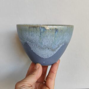 Ciotola Artigianale in Ceramica Gres | Scodella Fatta a Mano Azzurro Variegato e Blu Intenso