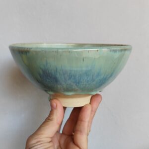 Ciotola artigianale in gres | Scodella fatta a mano verde acqua e blu
