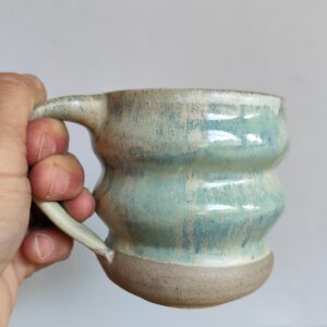 Mug in Gres Fatta al Tornio – Tazza Artigianale Azzurro Verde